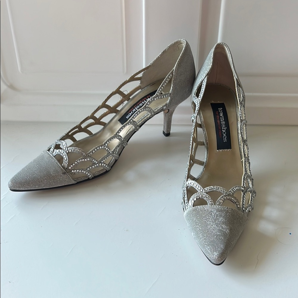 Sparkly silver heels